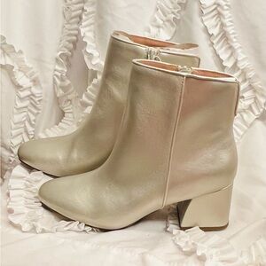 Chic Metallic Cream Ankle Booties